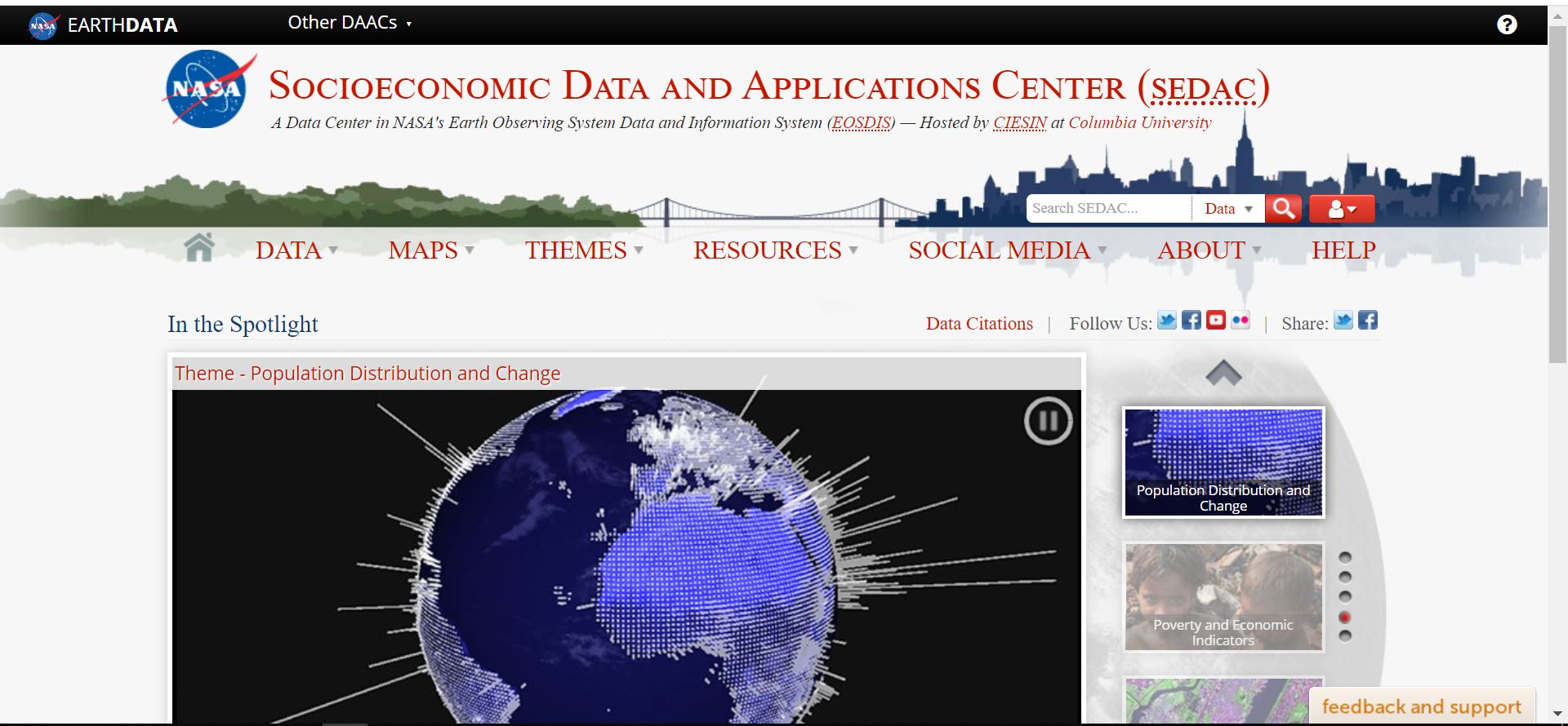 سایت NASA’s Socioeconomic Data and Applications Center 