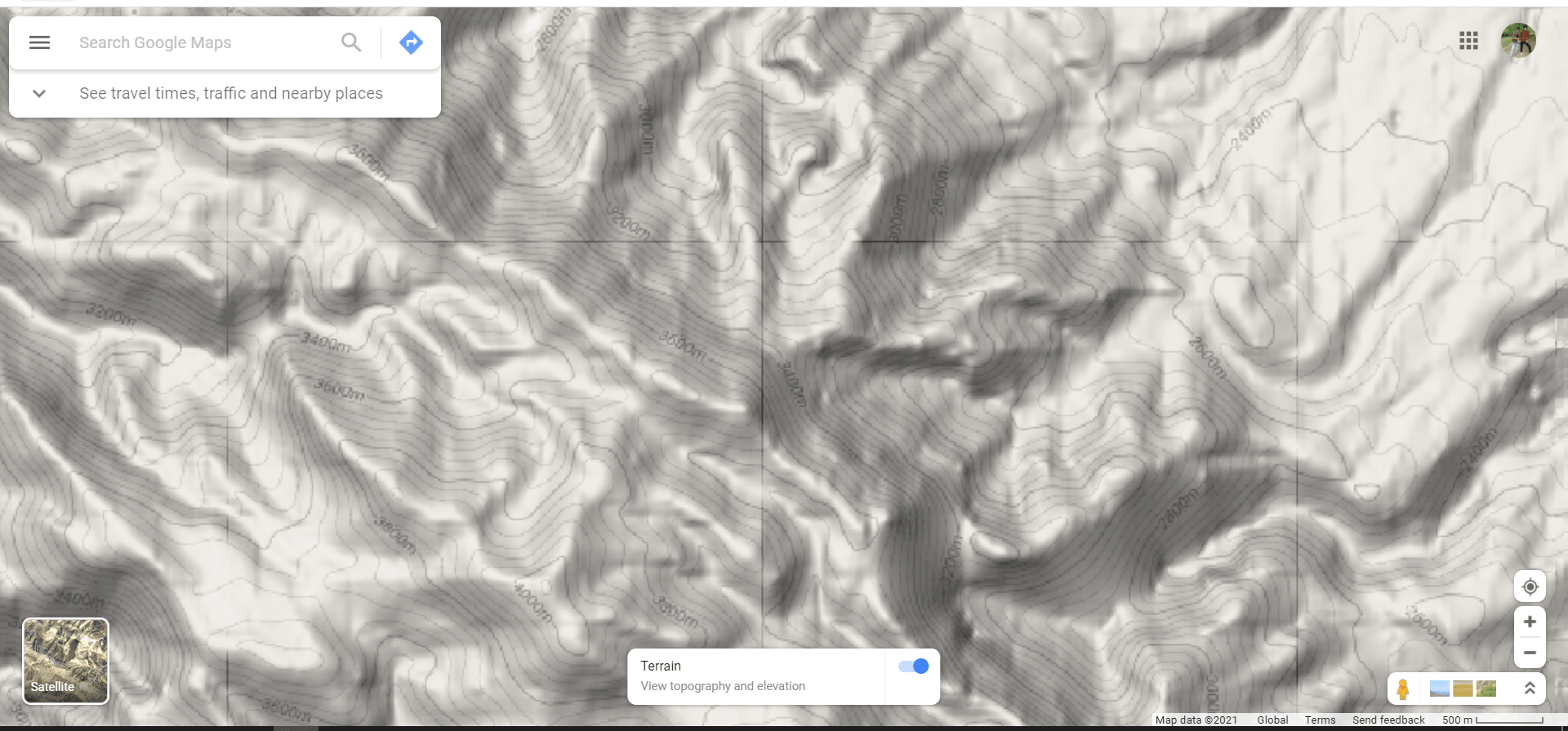 نقشه توپوگرافی سایت Google Terrain