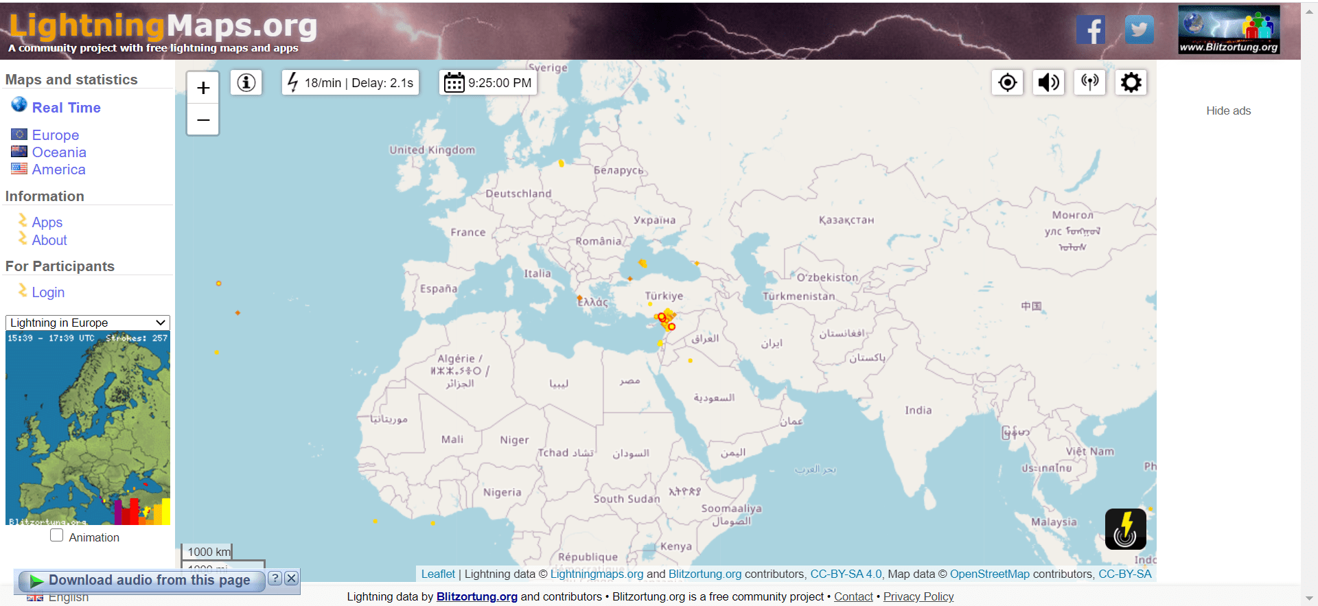 سایت Real-time Lightning Map