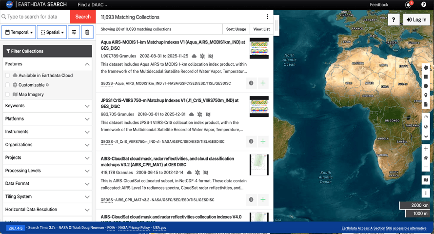 وبسایت Earthdata