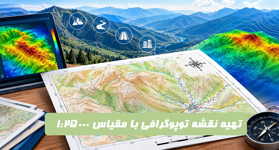 تهیه نقشه توپوگرافی با مقیاس 1:25000